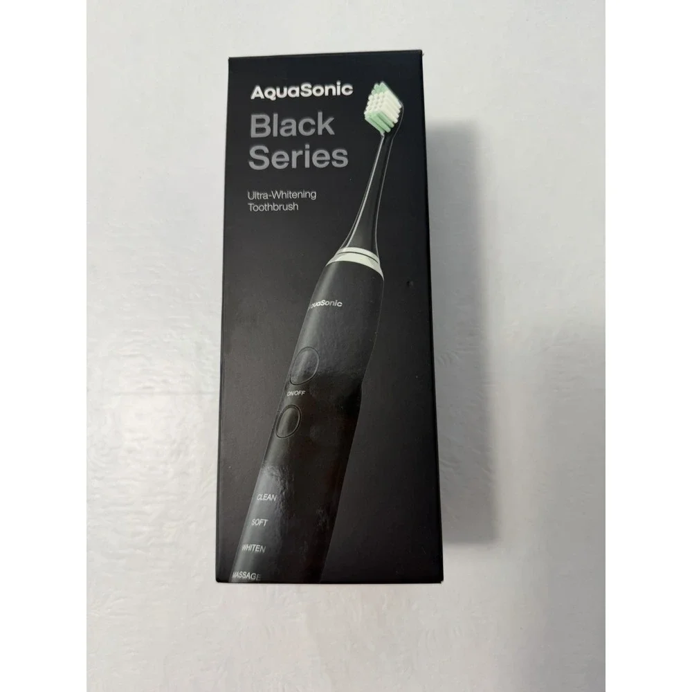 AquaSonic Black Series Electric Toothbrush Set Ultra‎ Whitening New In Box